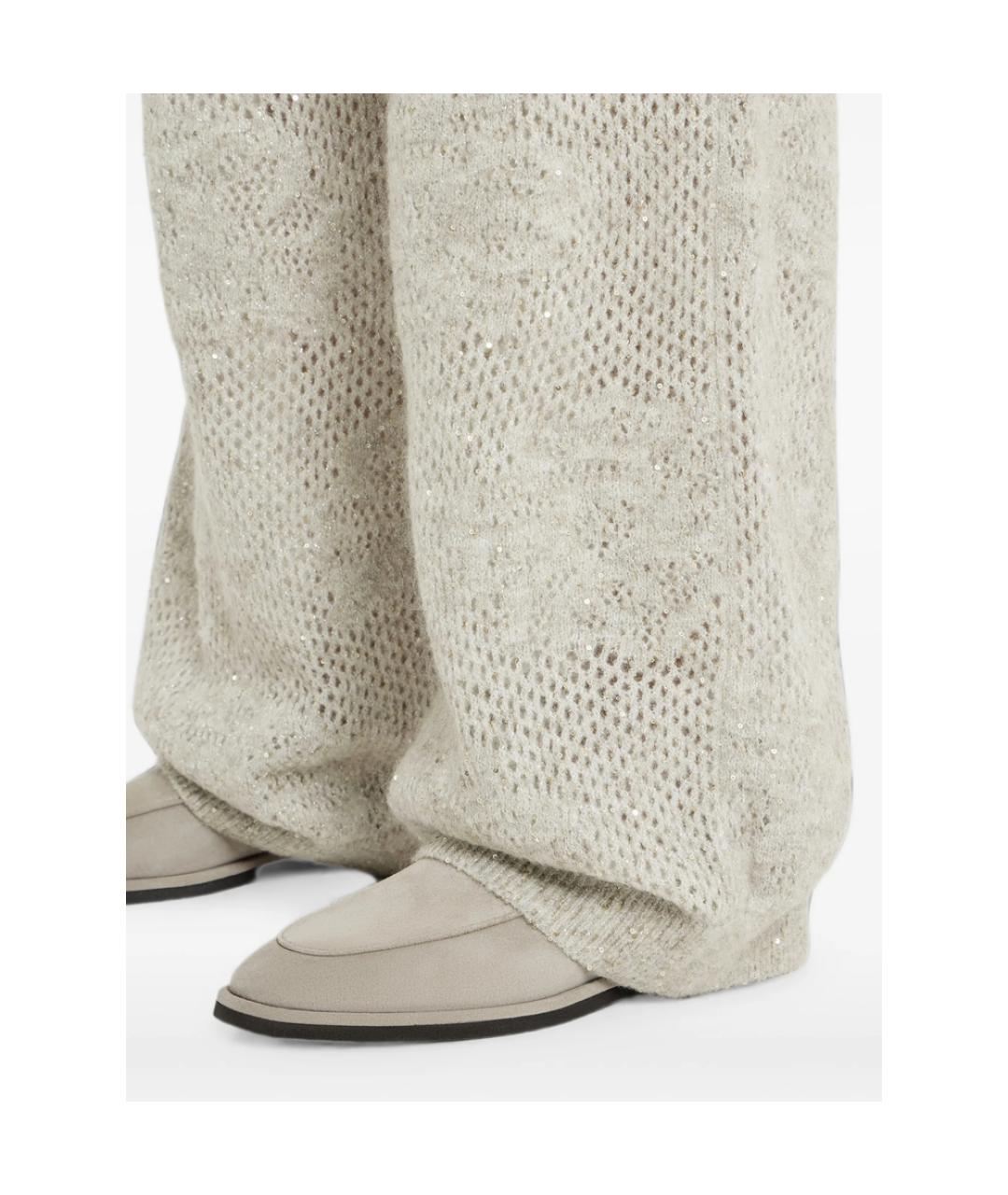 BRUNELLO CUCINELLI Бежевые шерстяные спортивные брюки и шорты, фото 4