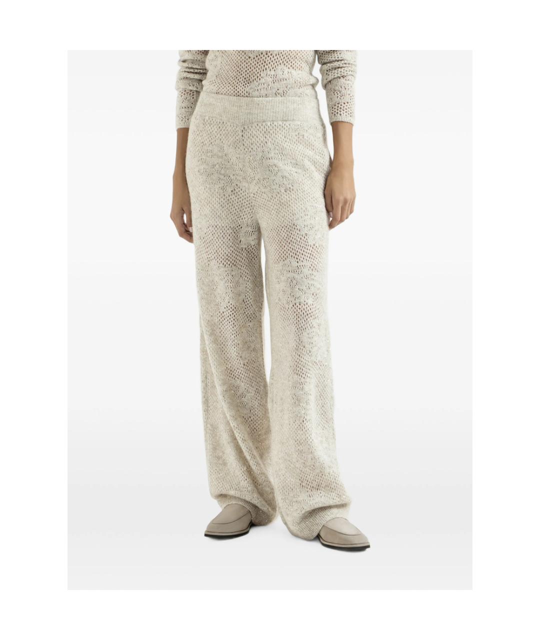 BRUNELLO CUCINELLI Бежевые шерстяные спортивные брюки и шорты, фото 5