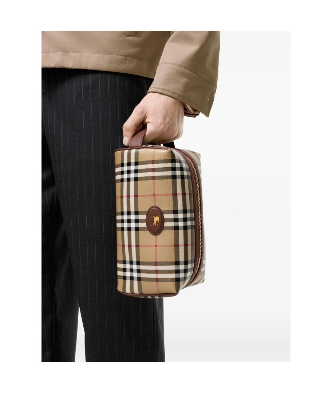 BURBERRY Бежевая барсетка из канвы, фото 3
