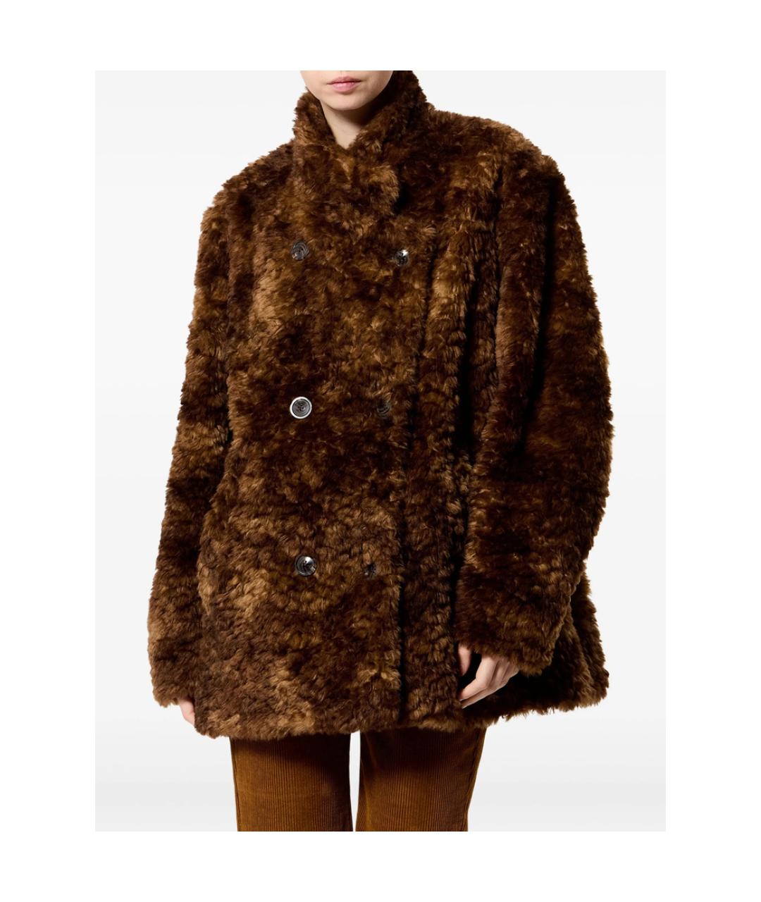 ISABEL MARANT ETOILE Коричневое полиэстеровое пальто, фото 3