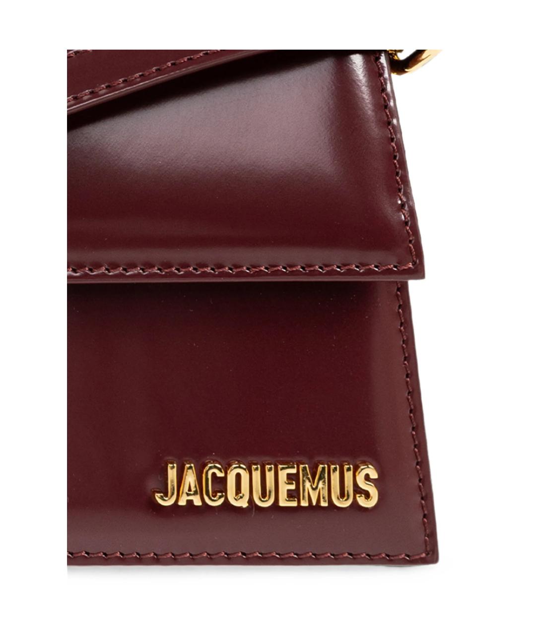 JACQUEMUS Бордовая кожаная сумка с короткими ручками, фото 2