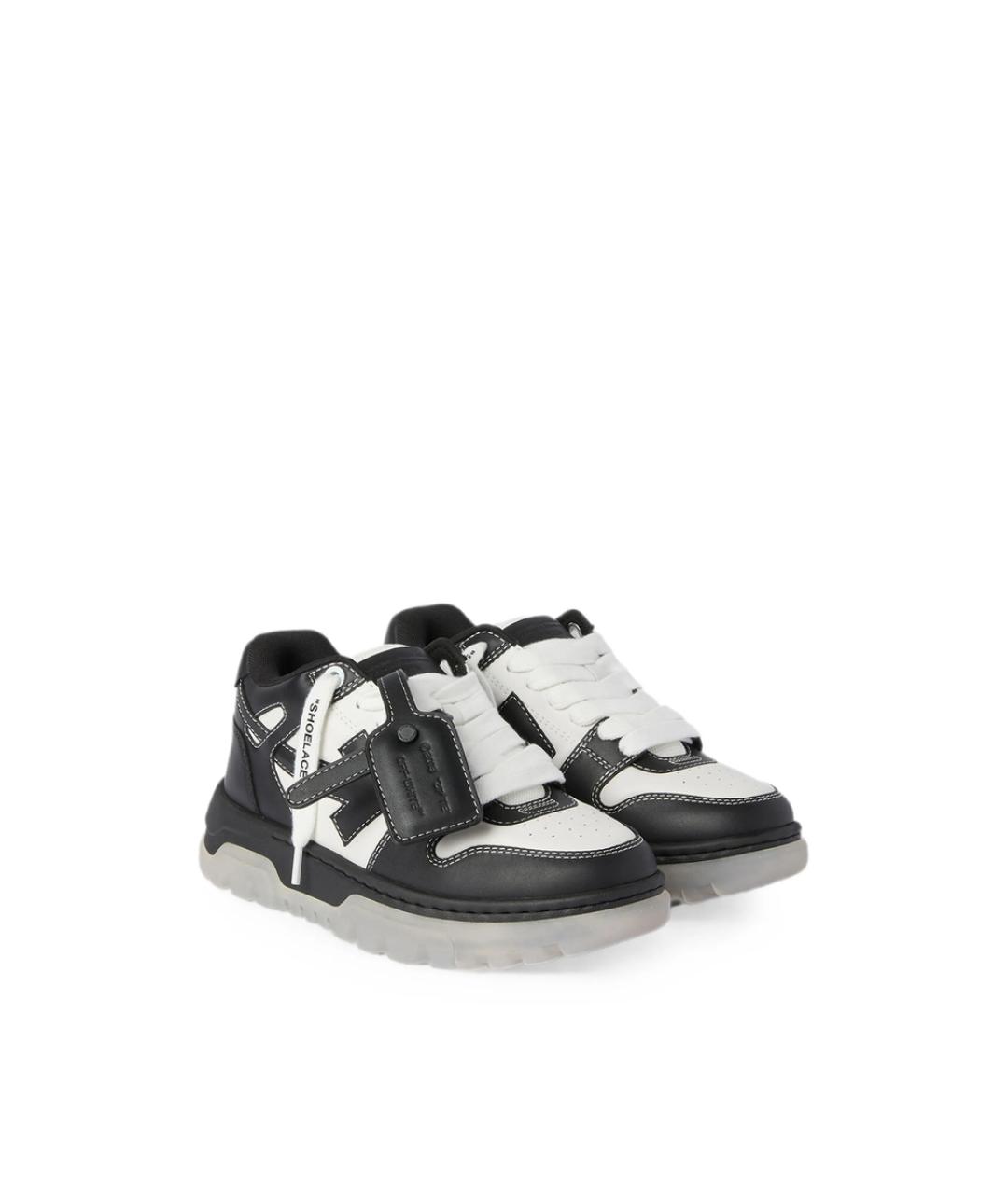 OFF-WHITE Черные кожаные низкие кроссовки / кеды, фото 3