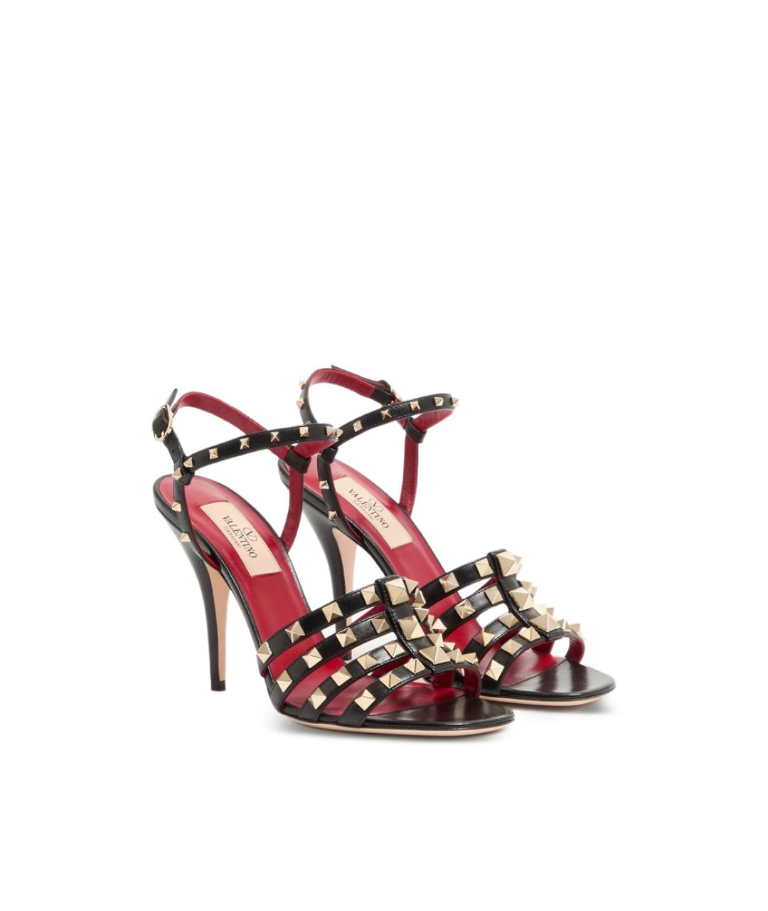 VALENTINO Черные кожаные босоножки, фото 2