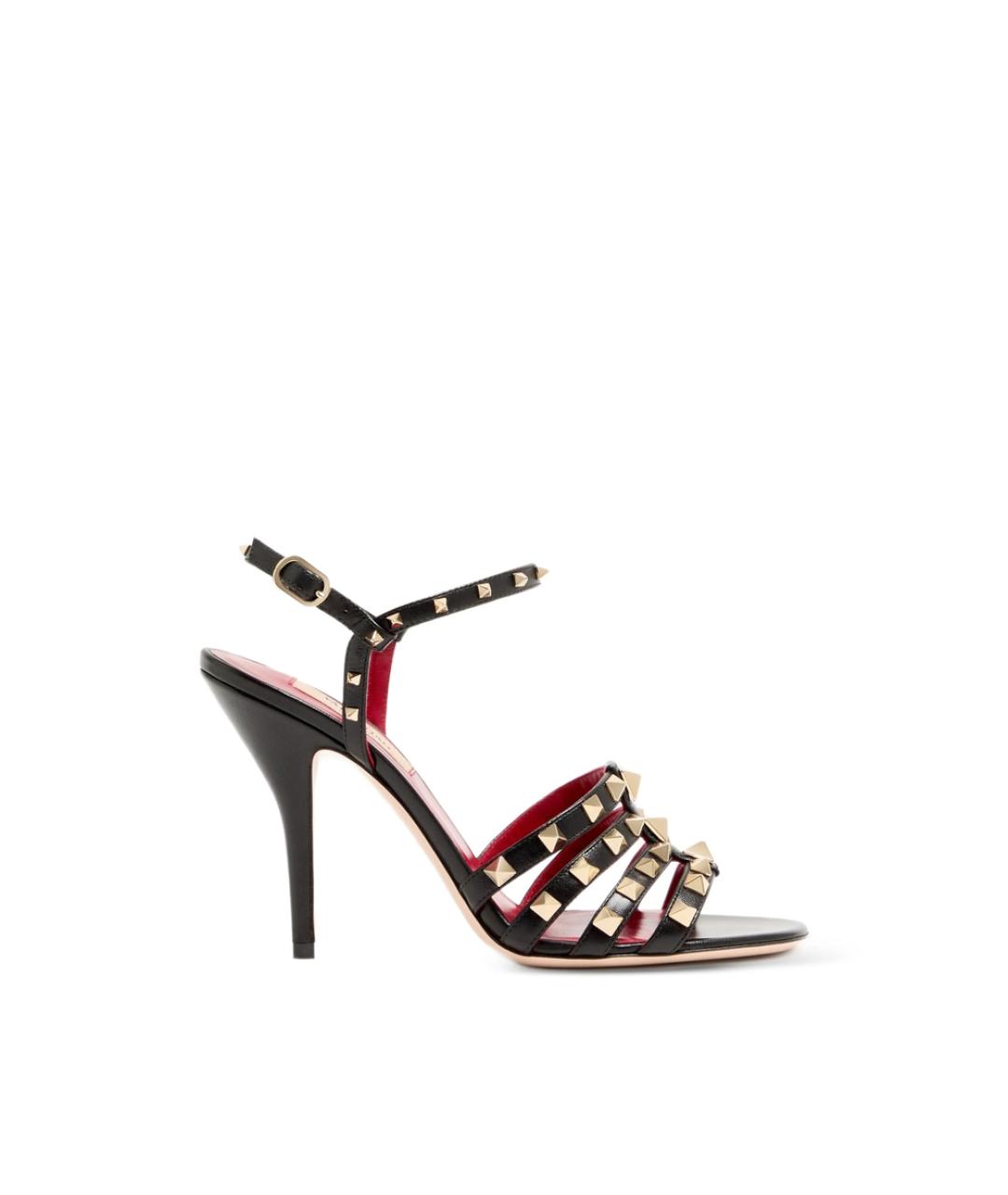 VALENTINO Черные кожаные босоножки, фото 1
