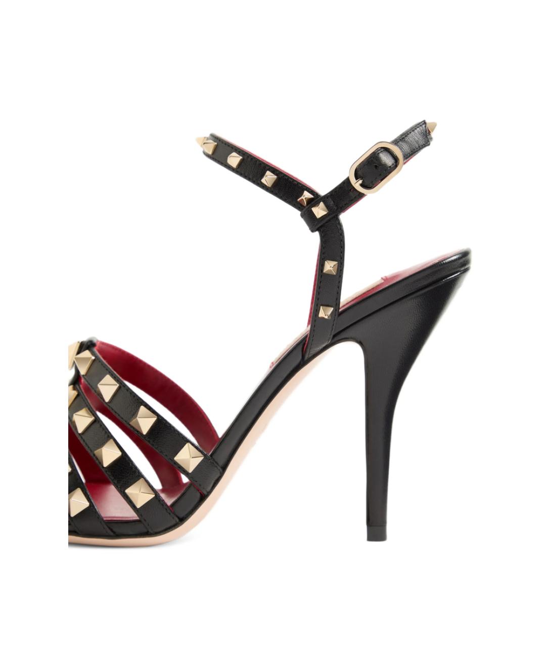 VALENTINO Черные кожаные босоножки, фото 5