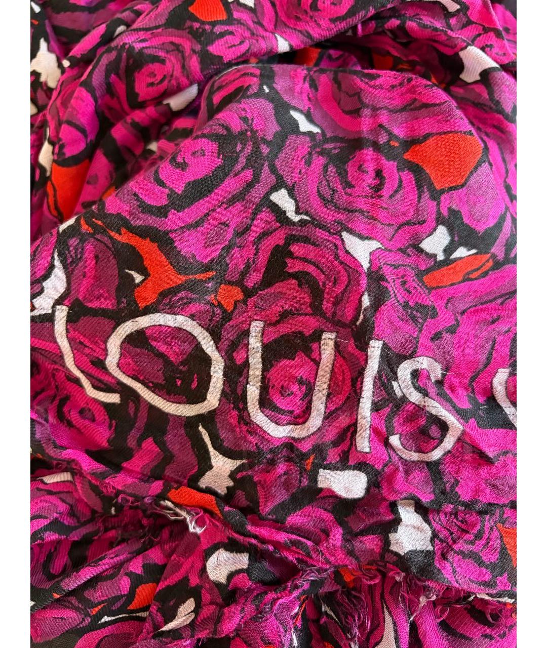 LOUIS VUITTON Розовый шелковый шарф, фото 2