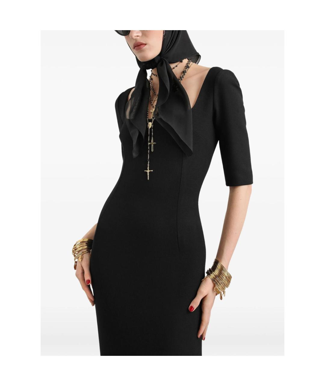 DOLCE&GABBANA Черное шерстяное повседневное платье, фото 5