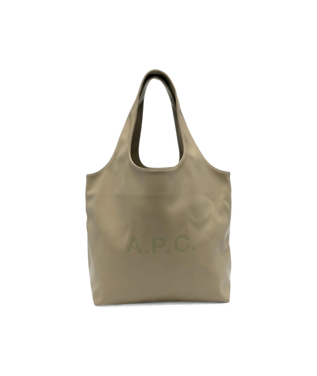 A.P.C. Хаки кожаная сумка тоут, фото 1