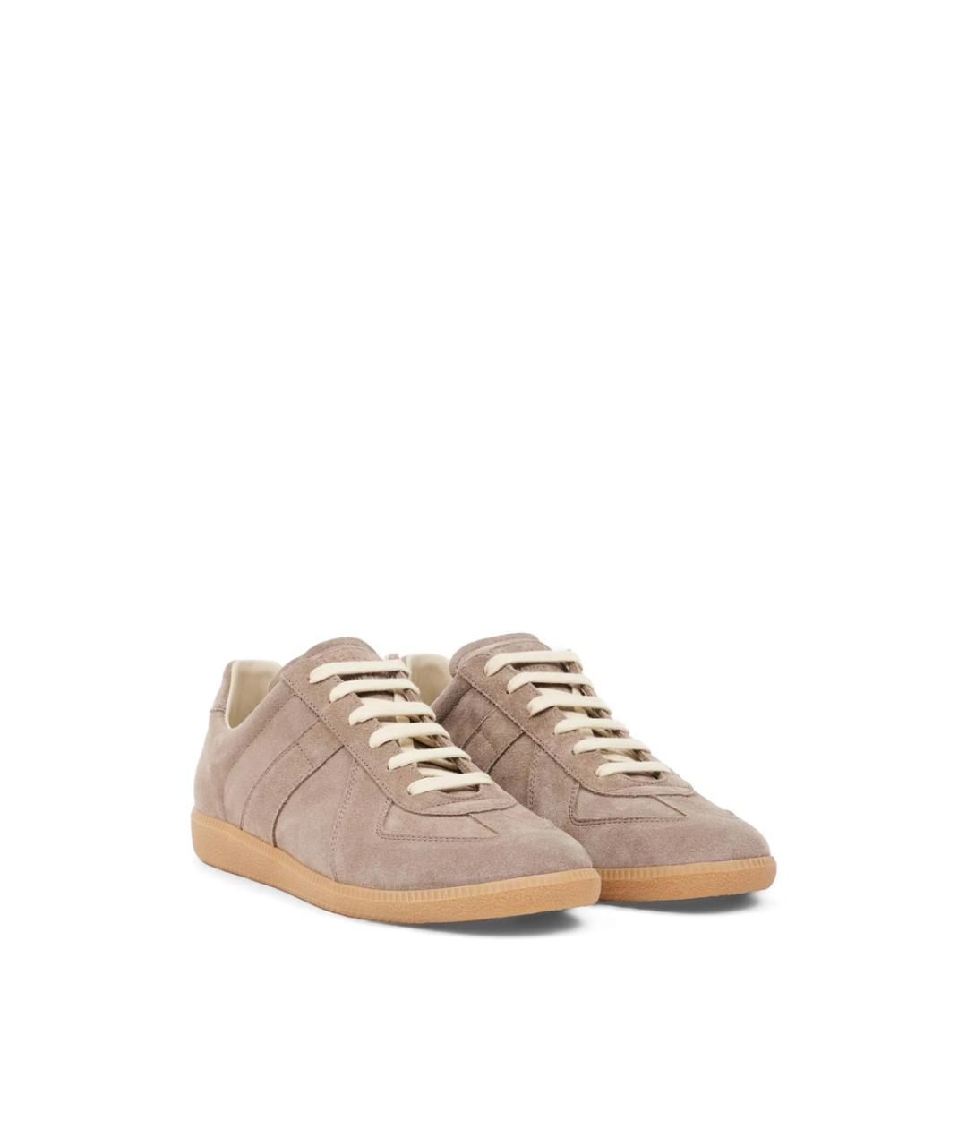 MAISON MARGIELA Коричневые замшевые низкие кроссовки / кеды, фото 2