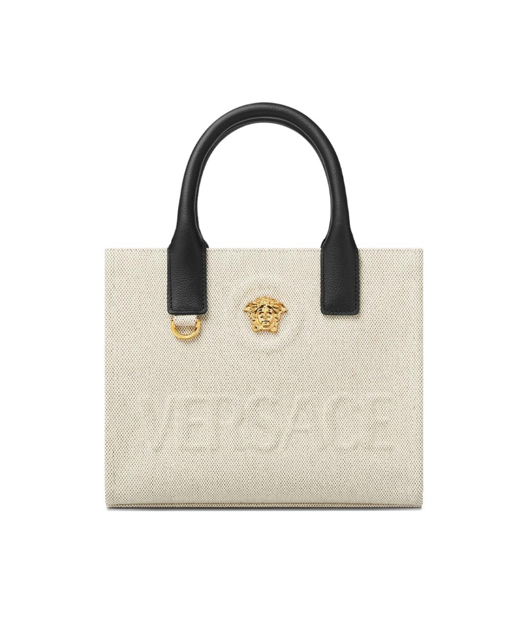 VERSACE Бежевая сумка с короткими ручками из канвы, фото 1