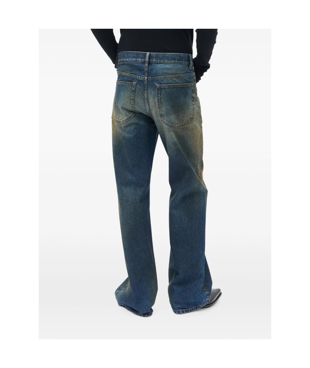 ANN DEMEULEMEESTER Синие хлопковые прямые джинсы, фото 5