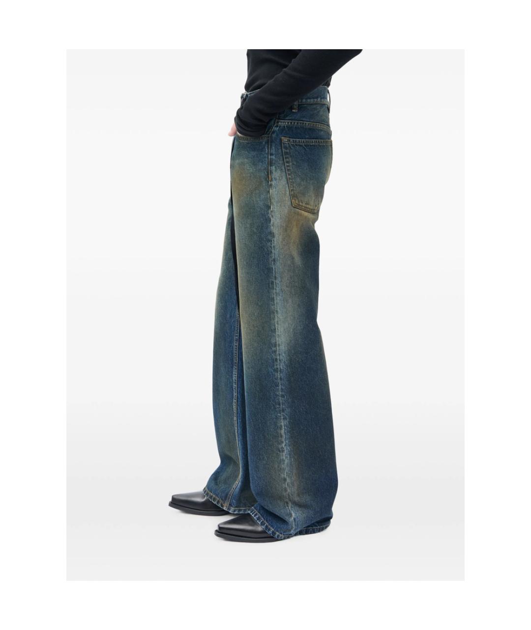 ANN DEMEULEMEESTER Синие хлопковые прямые джинсы, фото 4