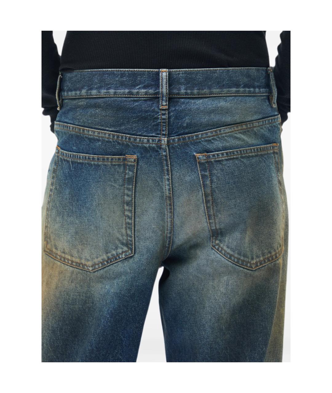 ANN DEMEULEMEESTER Синие хлопковые прямые джинсы, фото 3