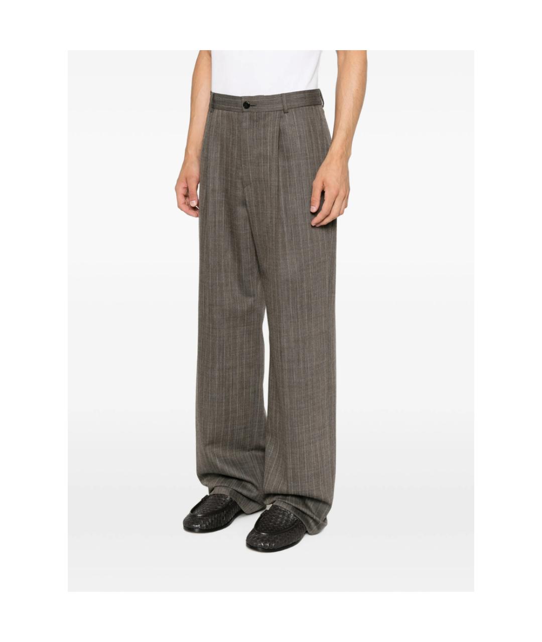 DRIES VAN NOTEN Серые шерстяные повседневные брюки, фото 5
