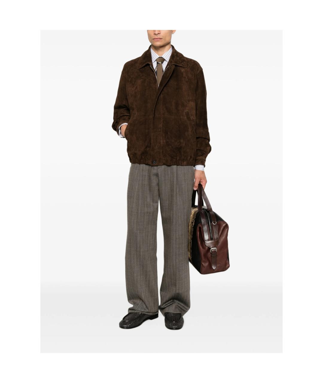 DRIES VAN NOTEN Серые шерстяные повседневные брюки, фото 3