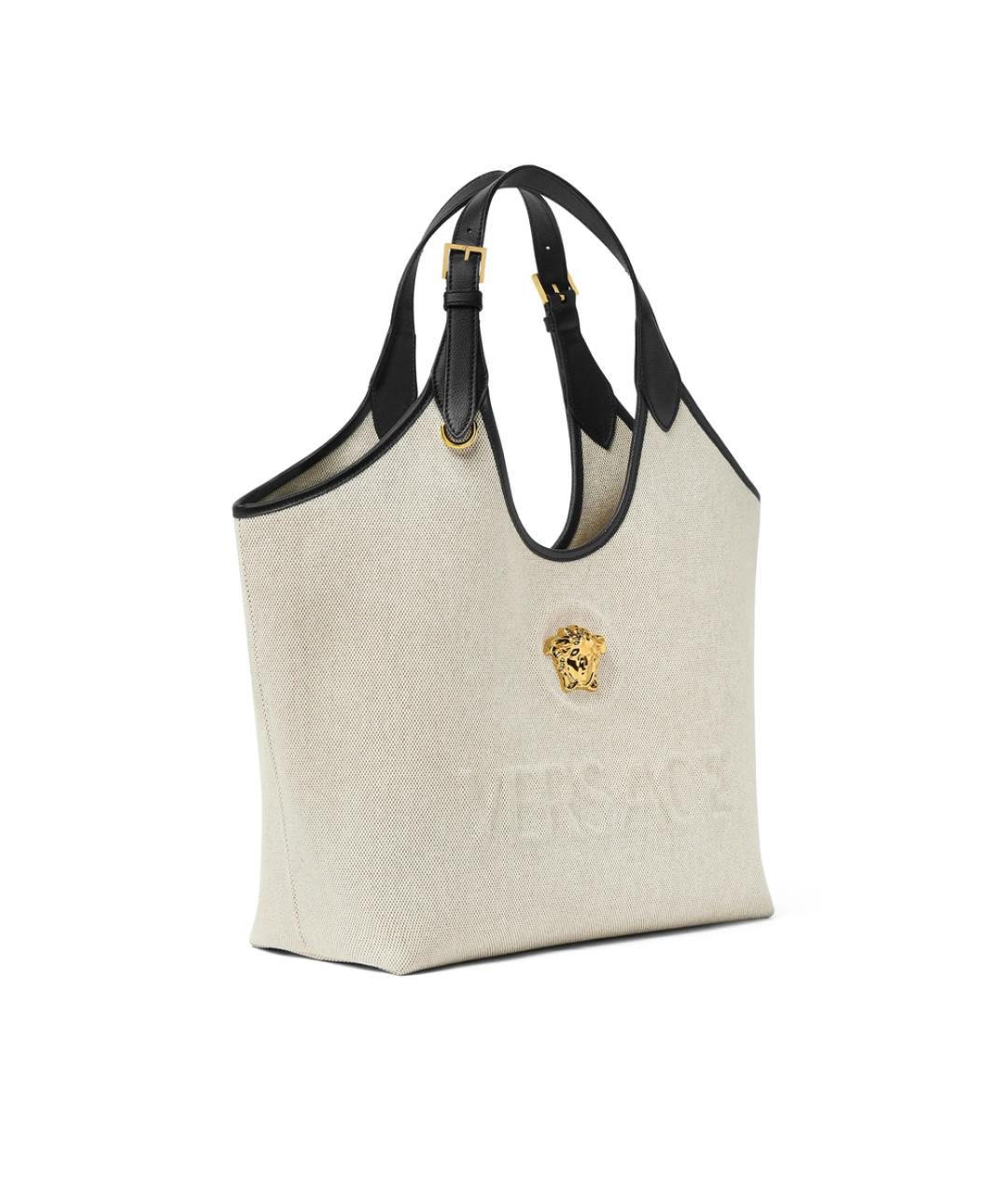 VERSACE Белая сумка тоут из канвы, фото 4