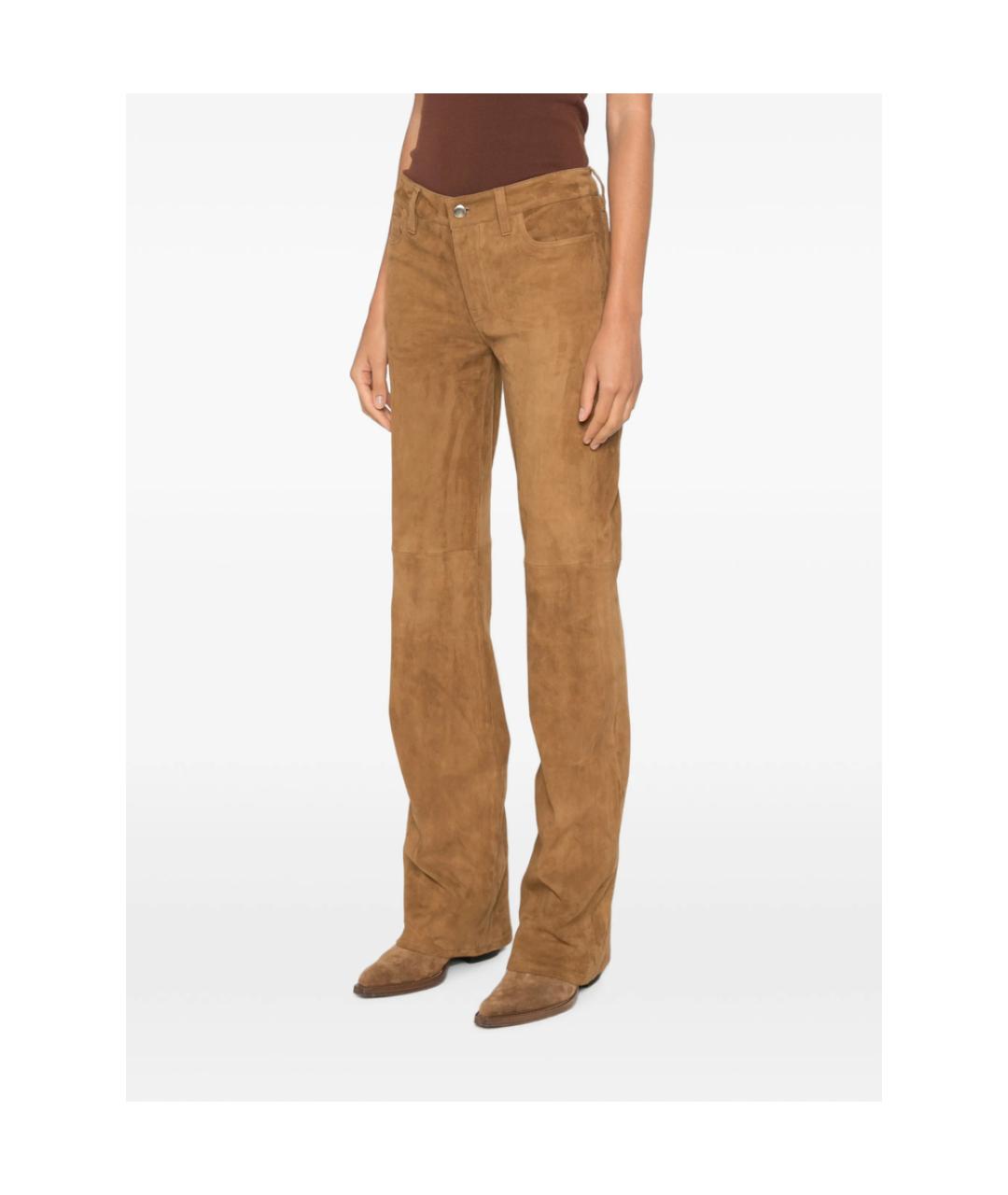 7 FOR ALL MANKIND Коричневые замшевые прямые брюки, фото 2