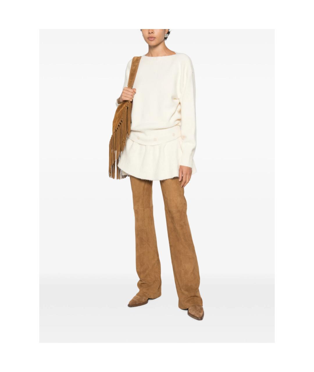 7 FOR ALL MANKIND Коричневые замшевые прямые брюки, фото 4