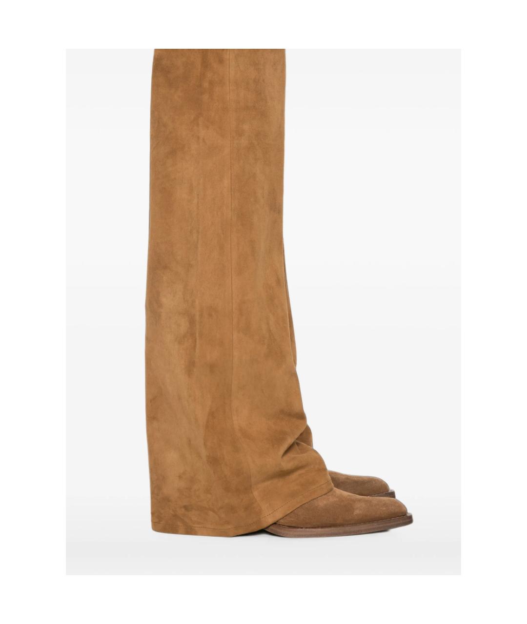 7 FOR ALL MANKIND Коричневые замшевые прямые брюки, фото 5