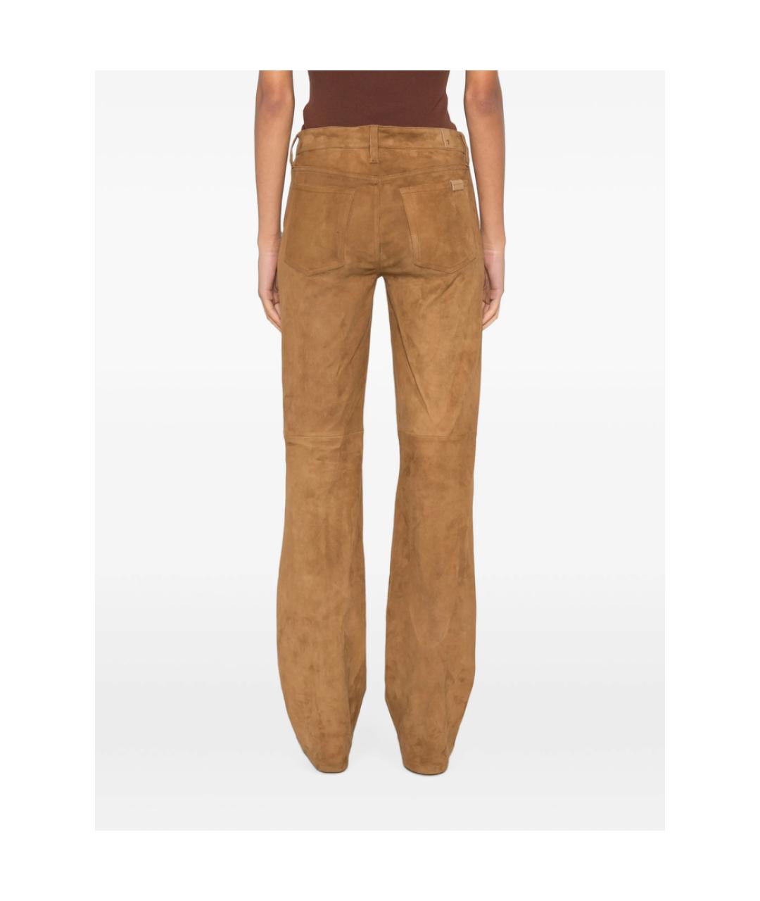 7 FOR ALL MANKIND Коричневые замшевые прямые брюки, фото 3