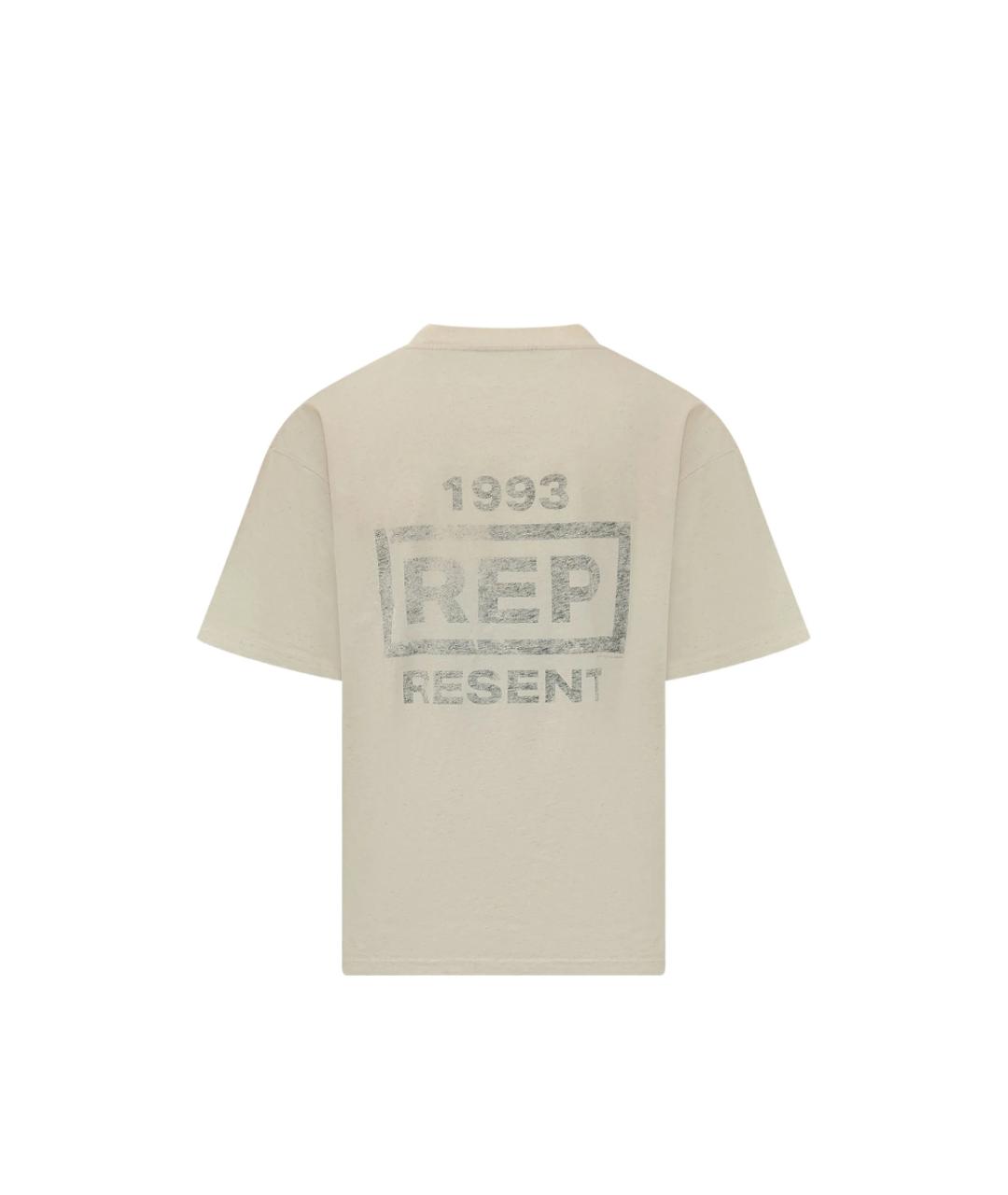 REPRESENT Бежевая хлопковая футболка, фото 2