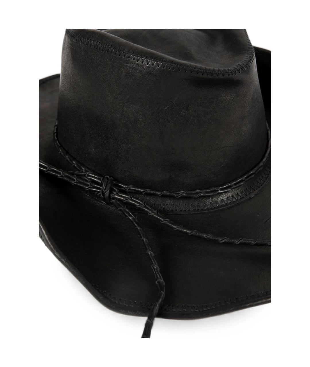ANN DEMEULEMEESTER Черная кожаная шляпа, фото 2
