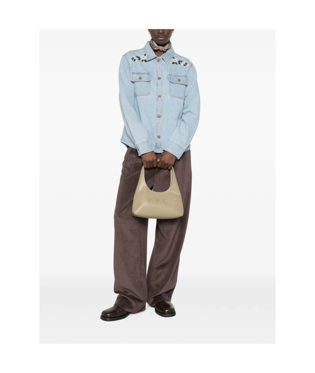 A.P.C. Бежевая кожаная сумка через плечо, фото 5