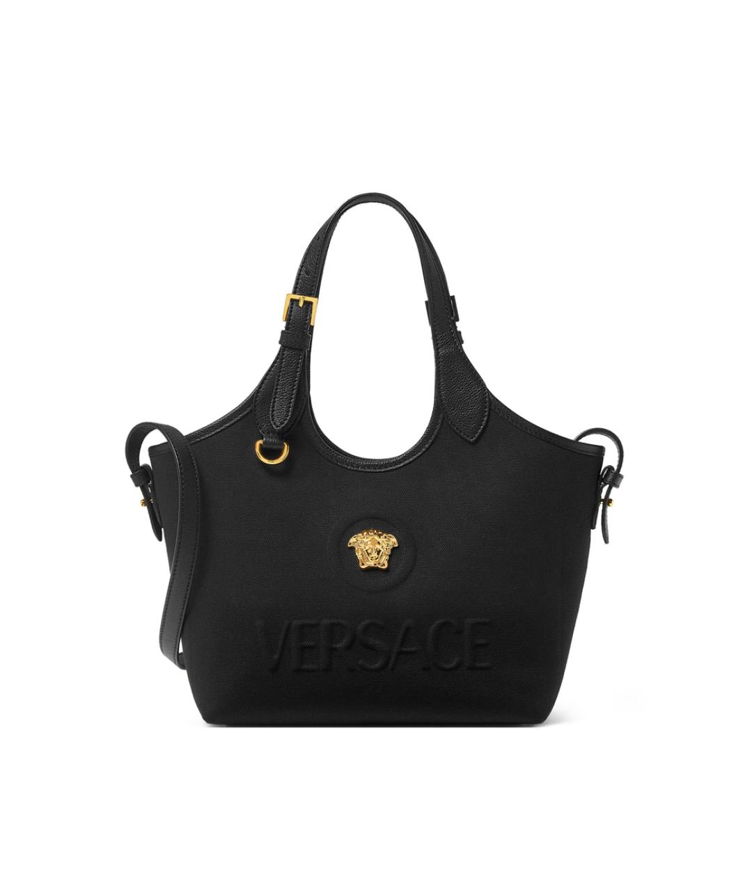 VERSACE Черная хлопковая сумка тоут, фото 1