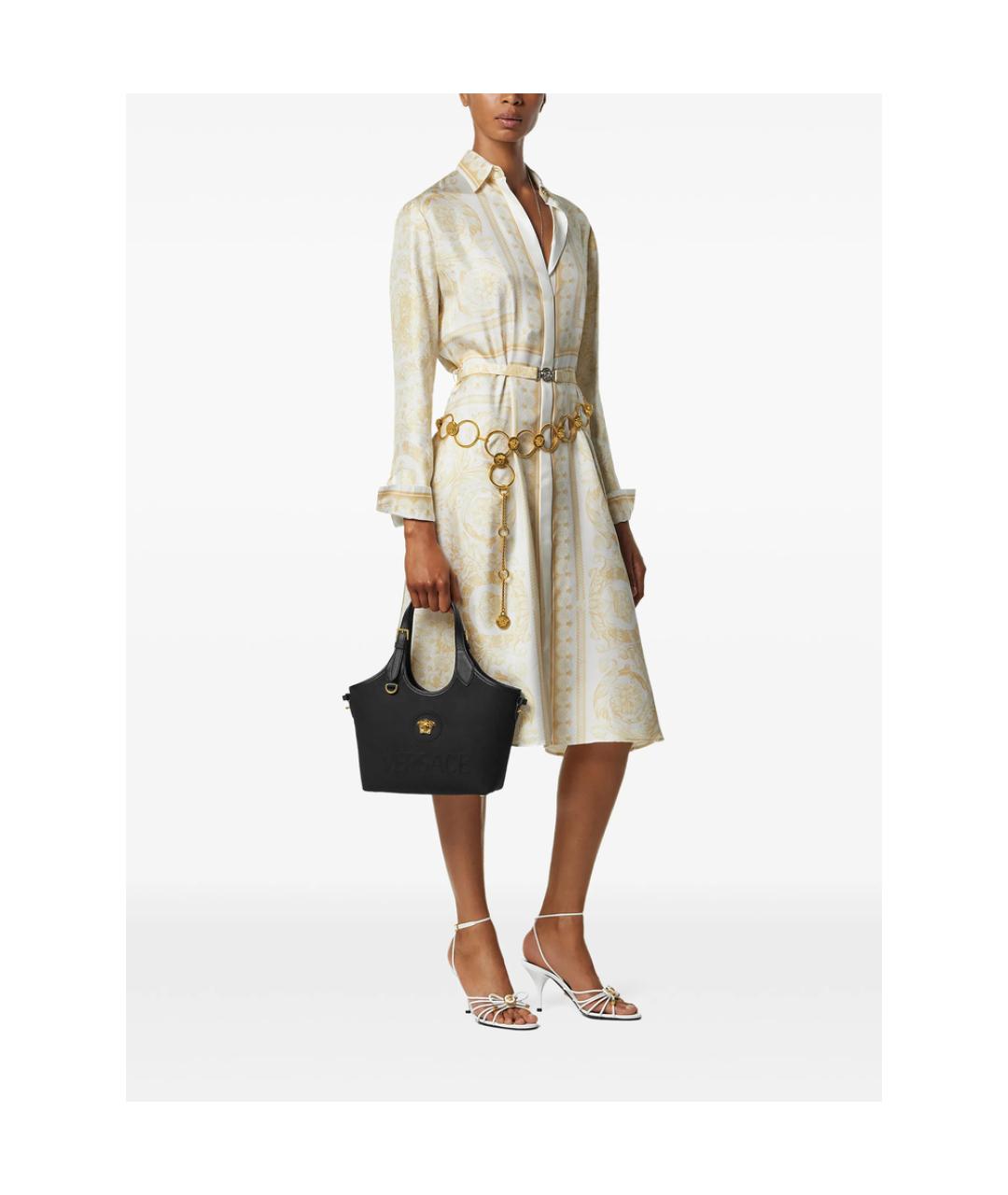 VERSACE Черная хлопковая сумка тоут, фото 2