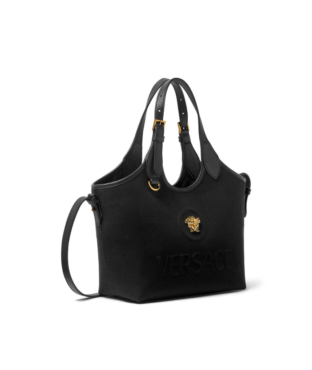 VERSACE Черная хлопковая сумка тоут, фото 4