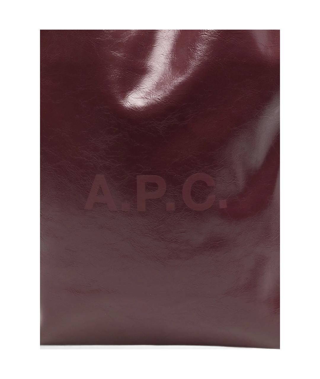 A.P.C. Бордовая кожаная сумка тоут, фото 3