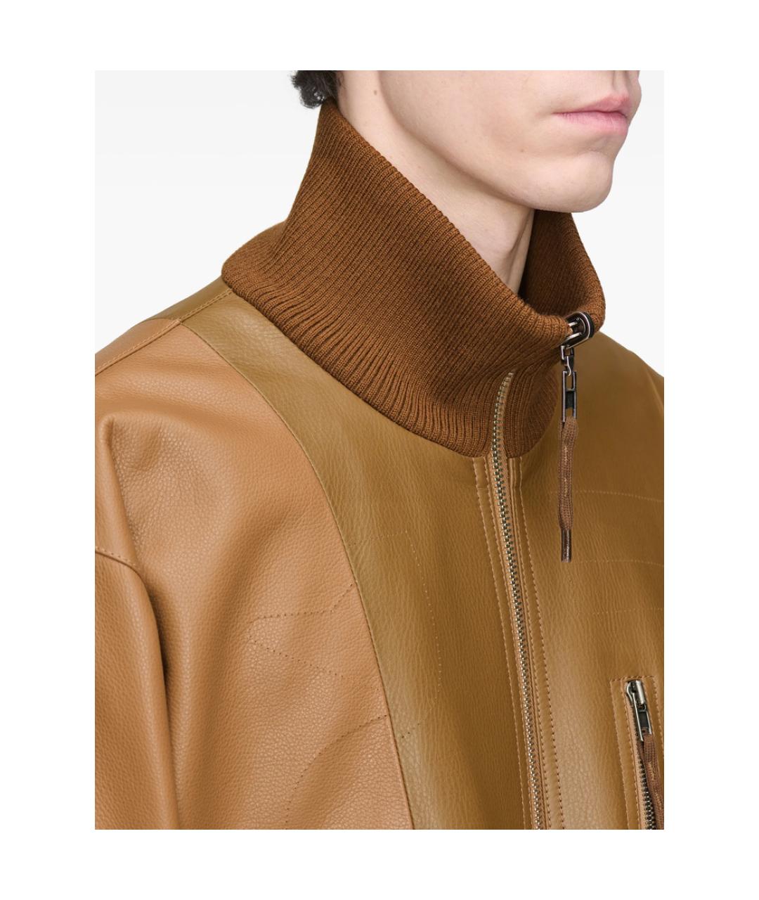 MAISON MARGIELA Бежевая кожаная куртка, фото 2