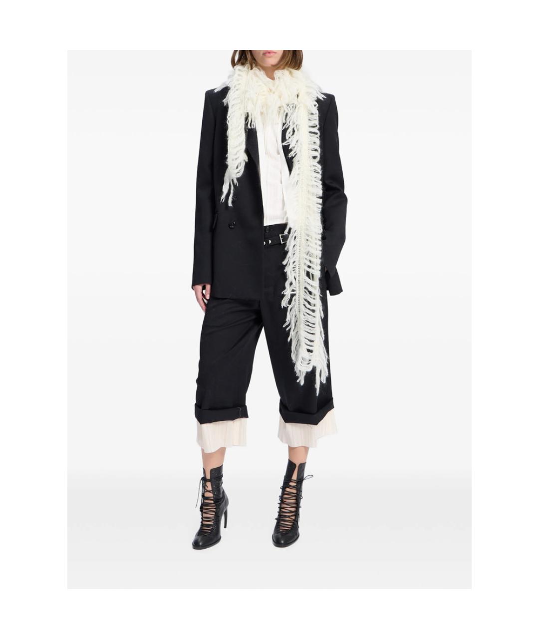 ANN DEMEULEMEESTER Белый шерстяной шарф, фото 3