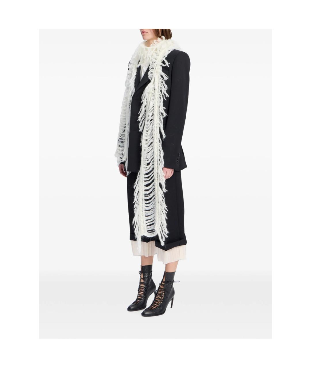 ANN DEMEULEMEESTER Белый шерстяной шарф, фото 2