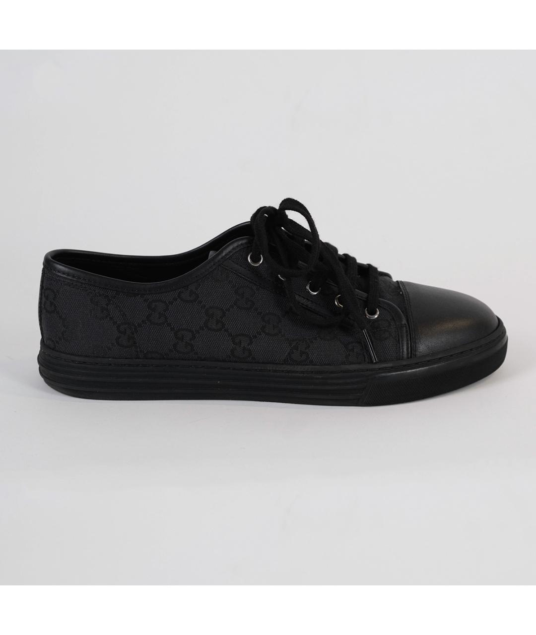 GUCCI Черные текстильные низкие кроссовки / кеды, фото 2