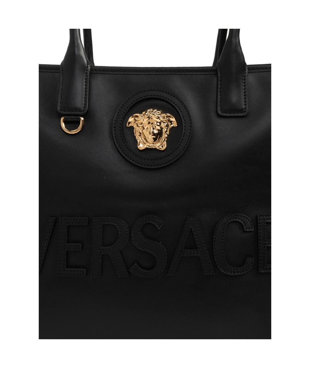 VERSACE Черная кожаная сумка тоут, фото 3