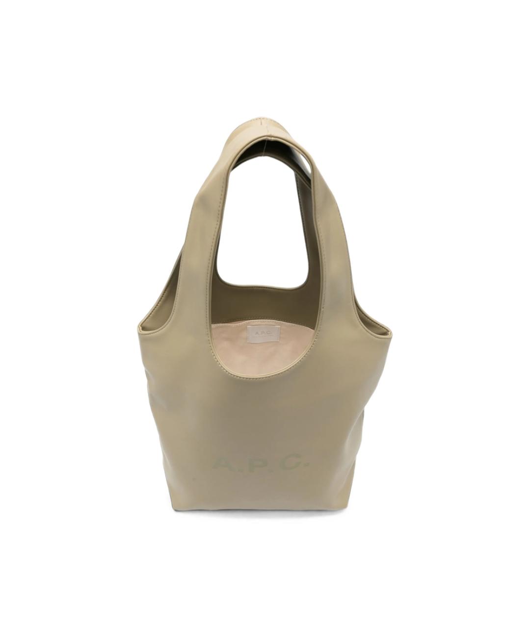 A.P.C. Хаки кожаная сумка тоут, фото 5