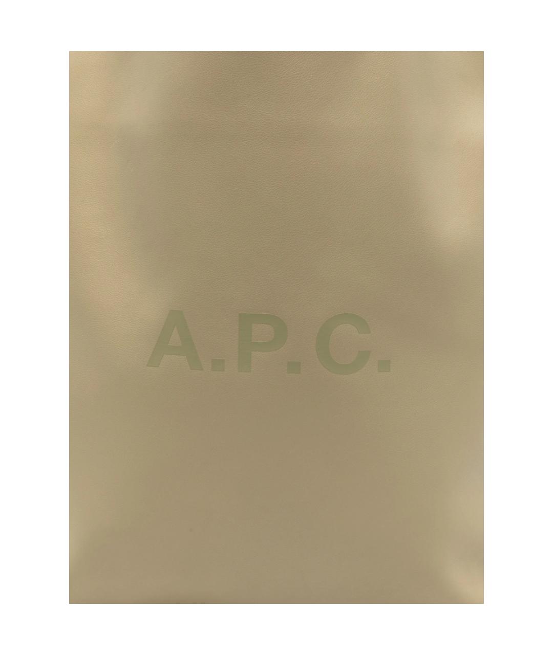 A.P.C. Хаки кожаная сумка тоут, фото 2