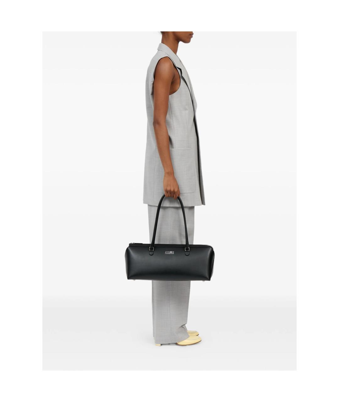 MM6 MAISON MARGIELA Черная кожаная сумка тоут, фото 4