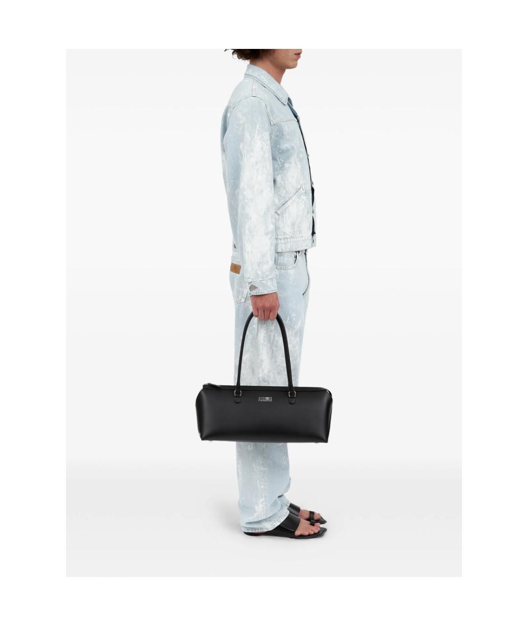 MM6 MAISON MARGIELA Черная кожаная сумка тоут, фото 2
