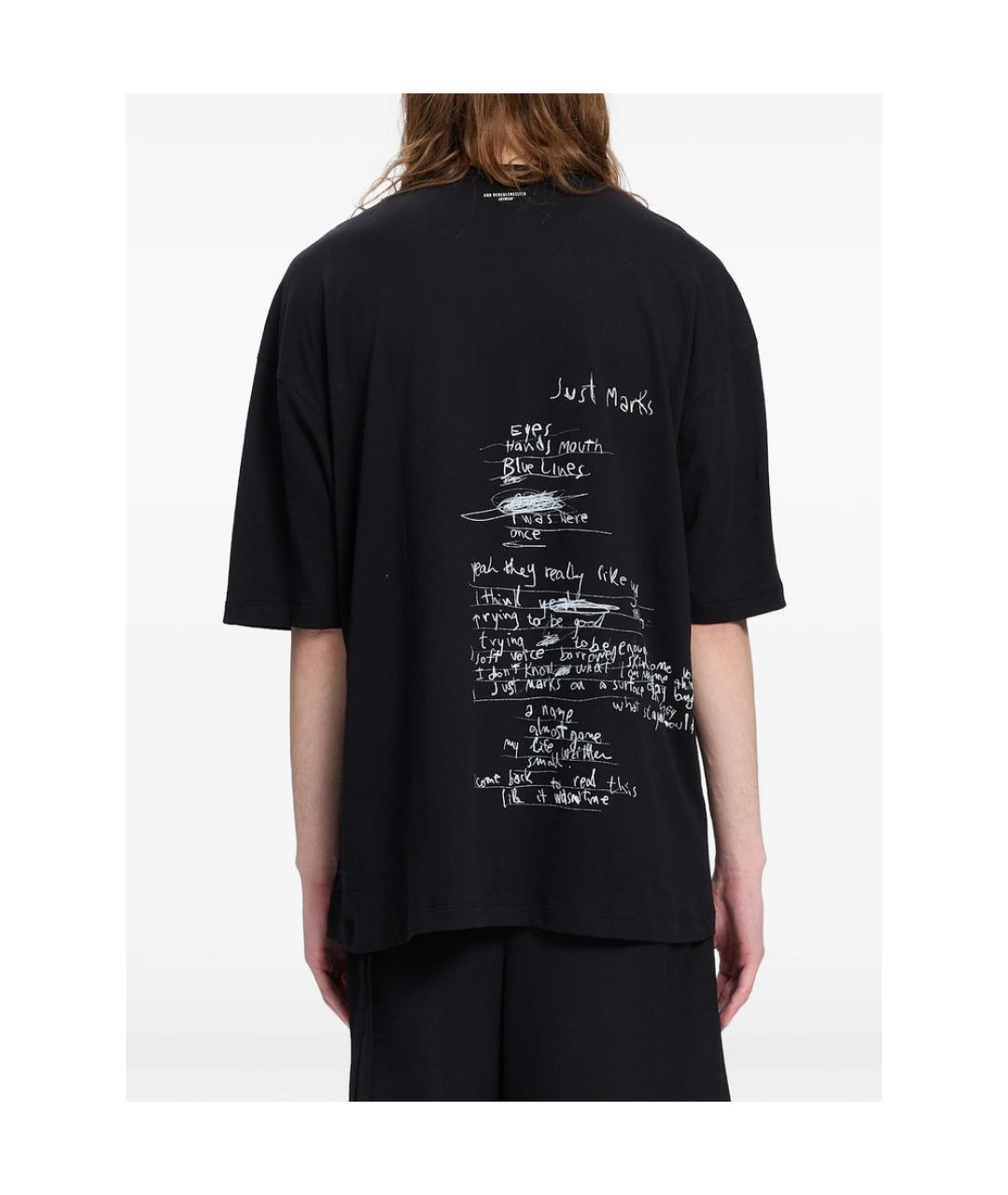 ANN DEMEULEMEESTER Черная хлопковая футболка, фото 4