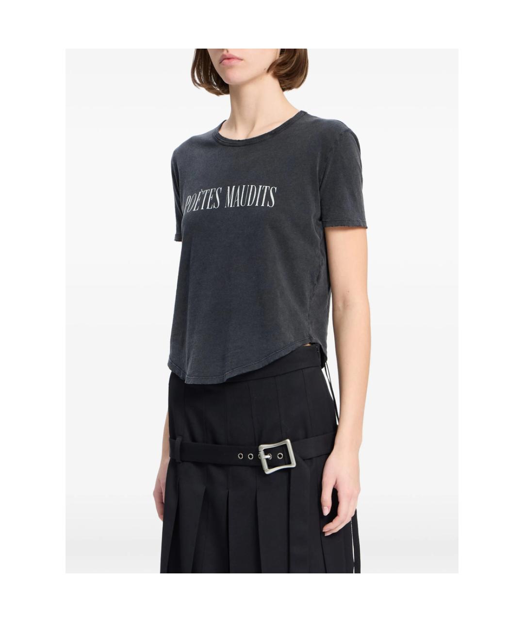 ANN DEMEULEMEESTER Черная хлопковая футболка, фото 3