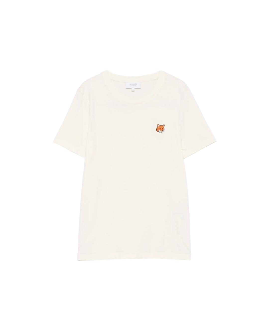 MAISON KITSUNE Бежевая хлопковая футболка, фото 1