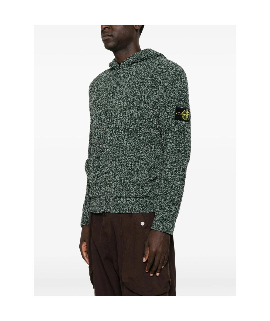 STONE ISLAND Зеленый хлопковый кардиган, фото 4