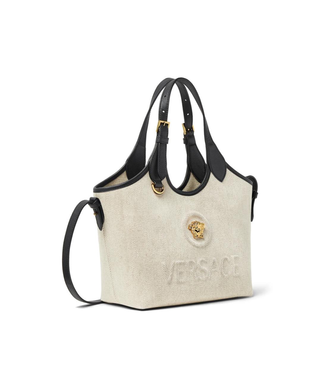 VERSACE Белая сумка тоут из канвы, фото 5