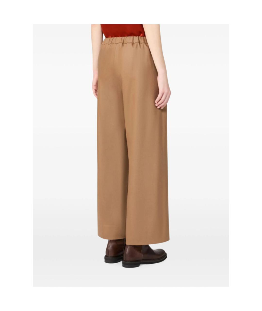 'S MAX MARA Коричневые шерстяные прямые брюки, фото 2