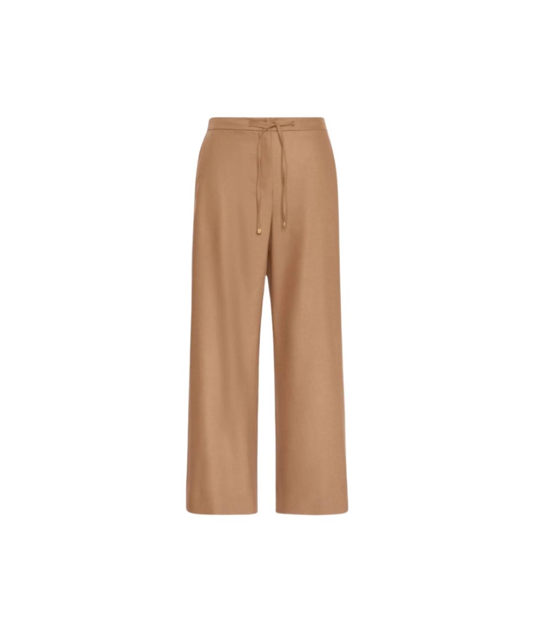 'S MAX MARA Коричневые шерстяные прямые брюки, фото 1