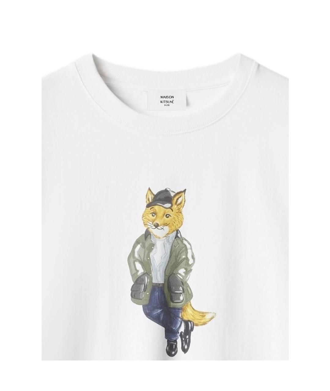 MAISON KITSUNE Белая хлопковая футболка, фото 2