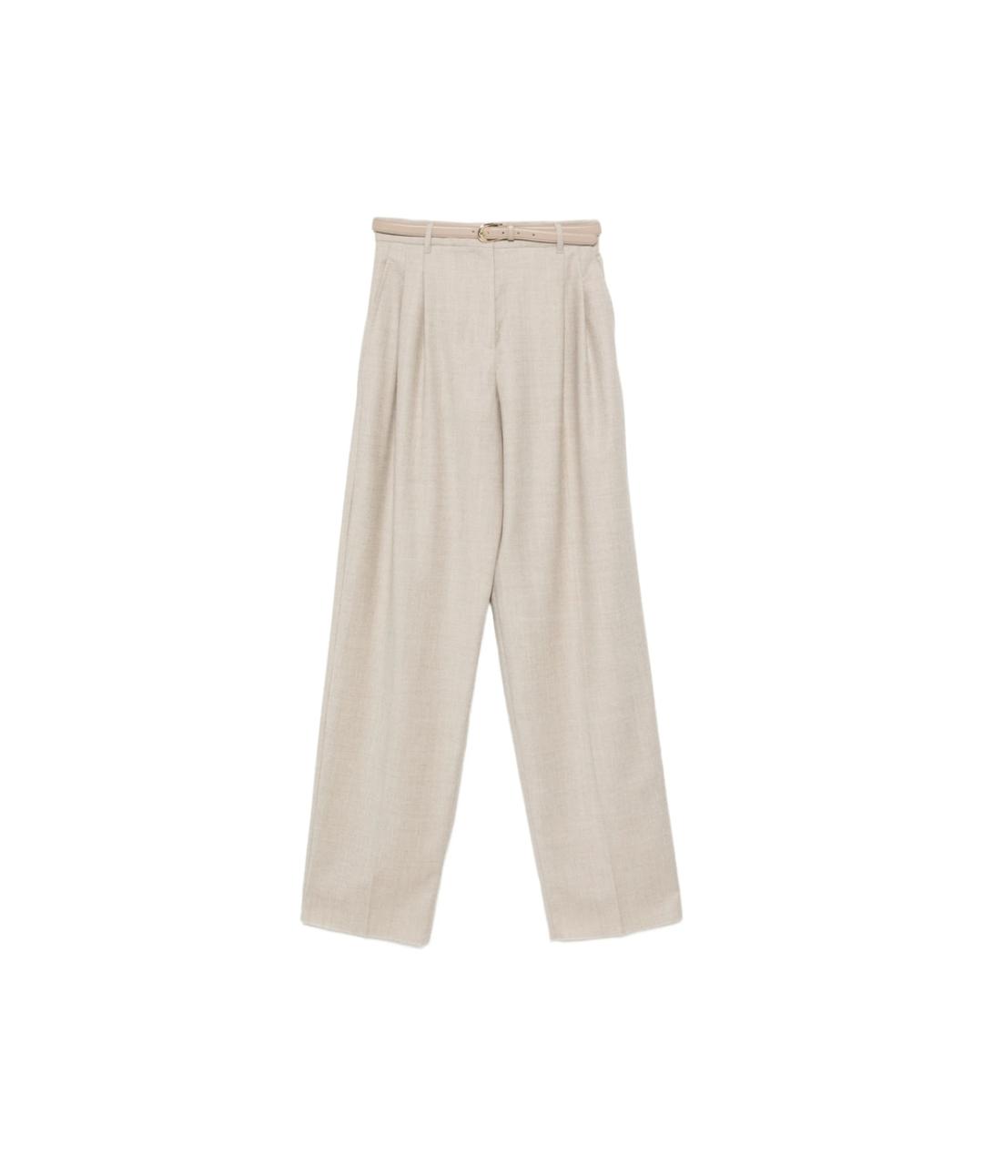 MAX MARA STUDIO Бежевые шерстяные брюки широкие, фото 1
