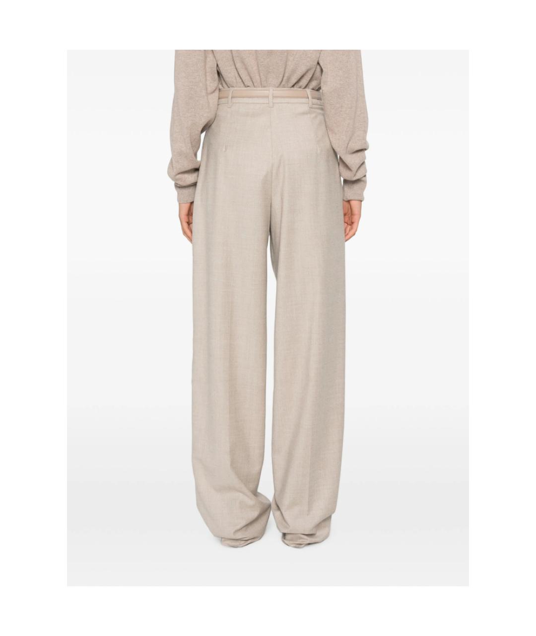 MAX MARA STUDIO Бежевые шерстяные брюки широкие, фото 4